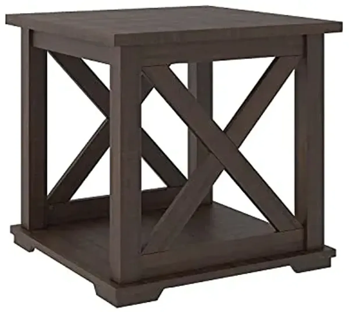Signature Design by Ashley Camiburg Modern Farmhouse End Table with Crossbuck Details, Brown
