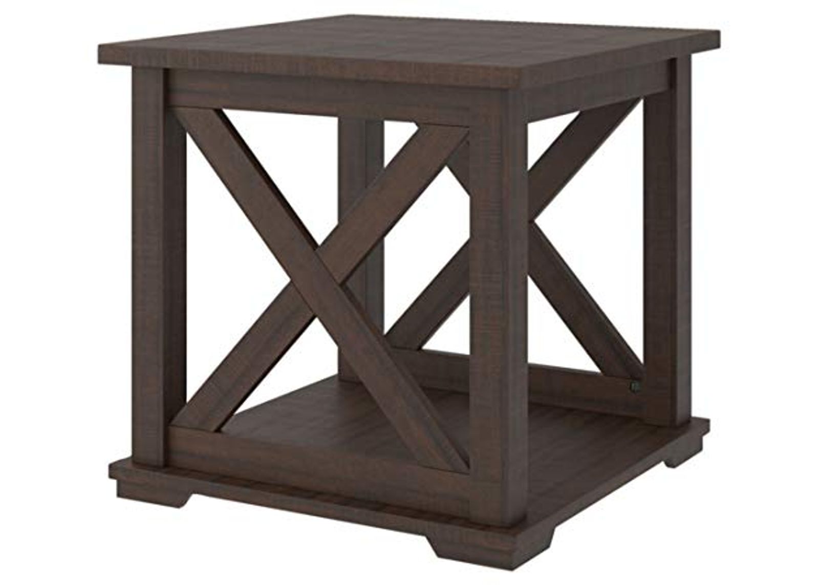 Signature Design by Ashley Camiburg Modern Farmhouse End Table with Crossbuck Details, Brown