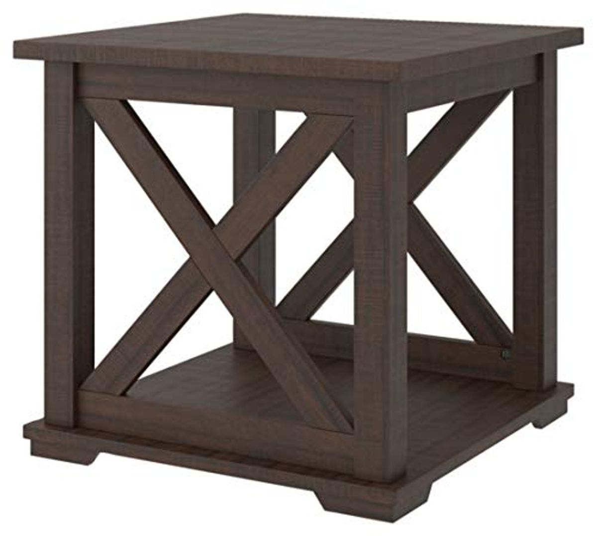 Signature Design by Ashley Camiburg Modern Farmhouse End Table with Crossbuck Details, Brown