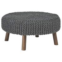 Signature Design by Ashley Jassmyn Contemporary Hand-Knitted Oversized Accent Ottoman, Dark Gray
