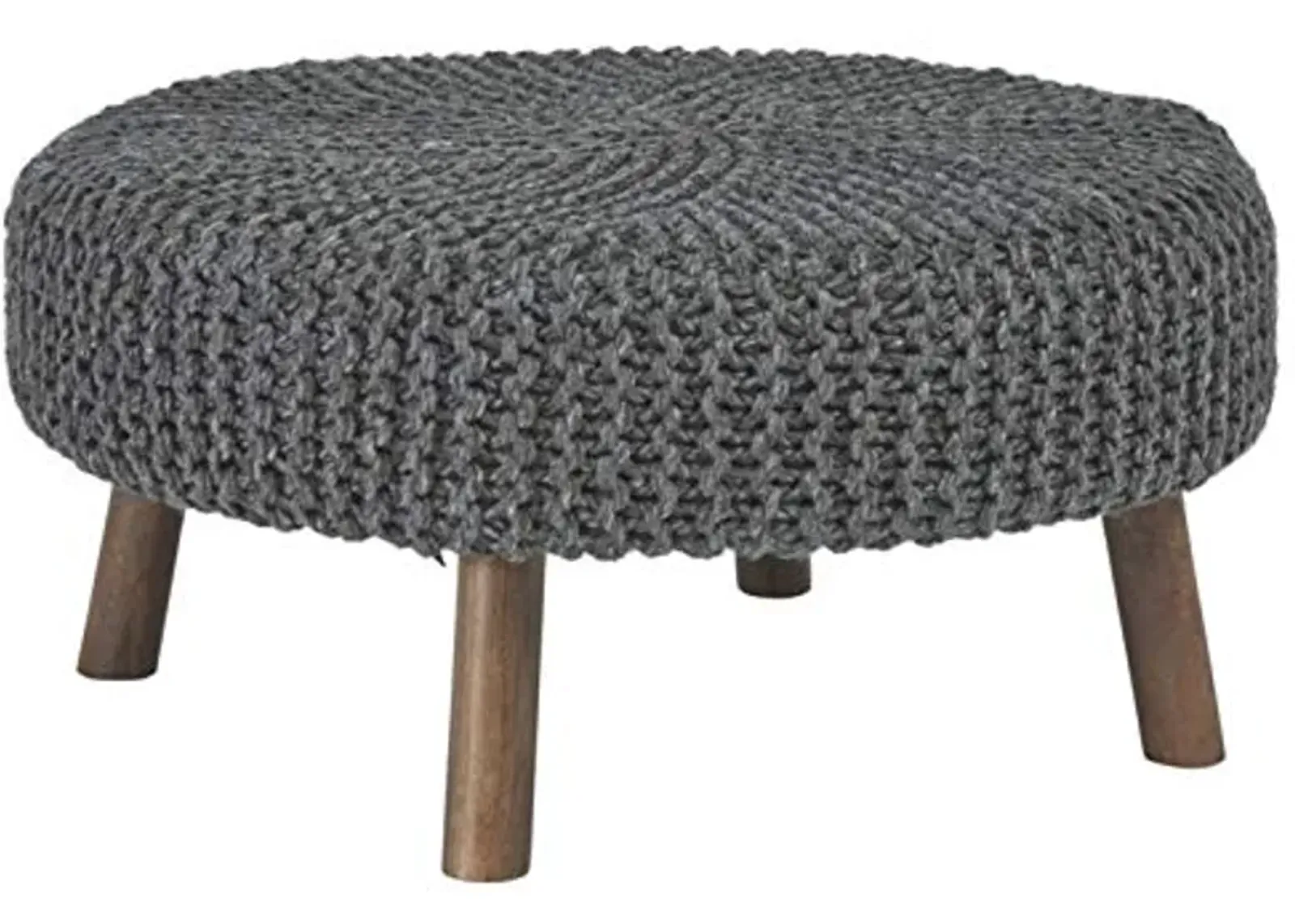 Signature Design by Ashley Jassmyn Contemporary Hand-Knitted Oversized Accent Ottoman, Dark Gray