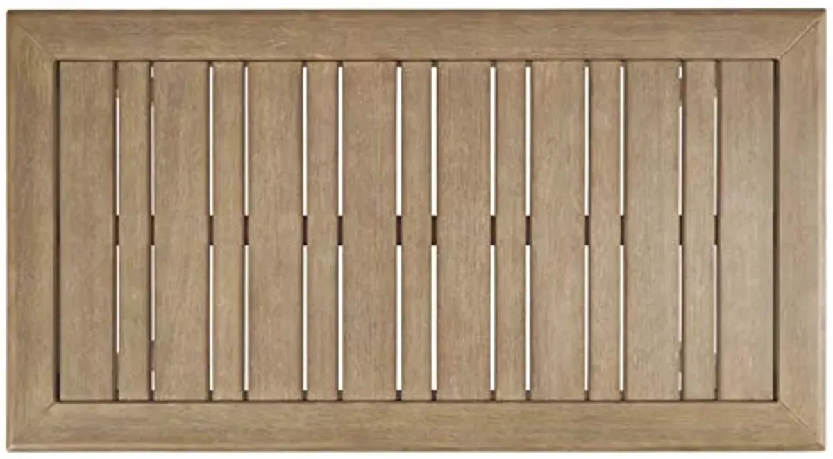 Signature Design by Ashley Gerianne Outdoor Rectangular Eucalyptus Wood Slat Top Coffee Table, Beige