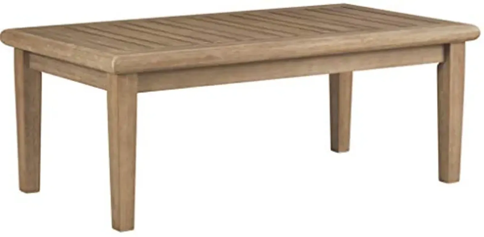 Signature Design by Ashley Gerianne Outdoor Rectangular Eucalyptus Wood Slat Top Coffee Table, Beige