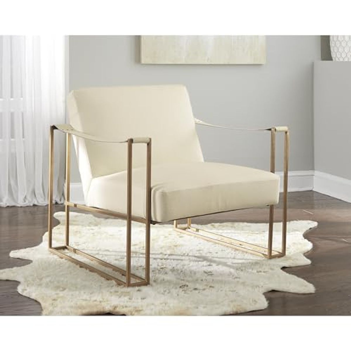 Signature Design by Ashley Kleemore Eclectic Upholstered Accent Chair, Beige & Gold