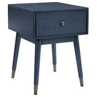 Signature Design by Ashley Paulrich Mid Century Accent Table with USB Ports, Blue