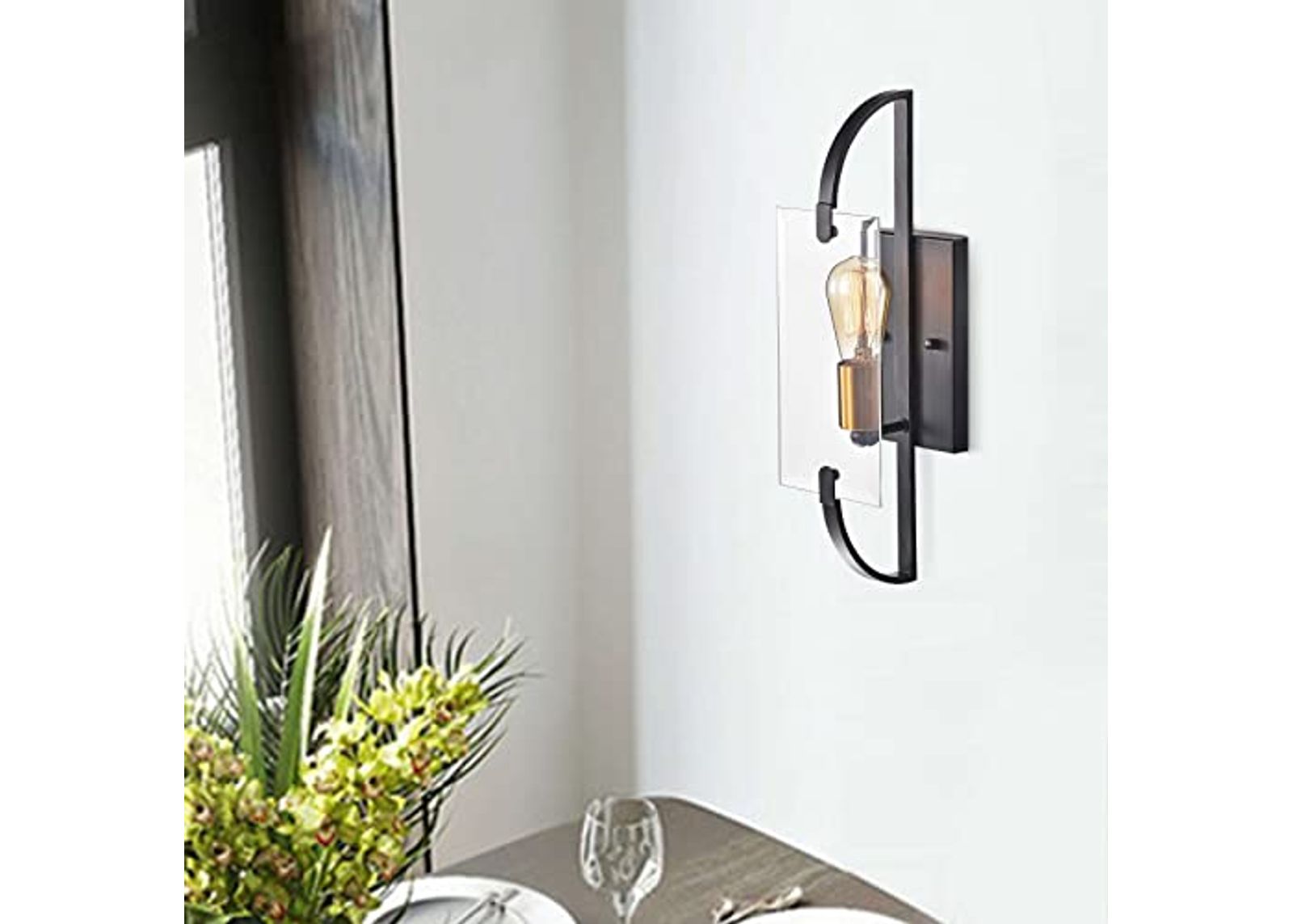 The Lighting Store Anastasia Antique Black and Metallic Gold Glass Wall Sconce