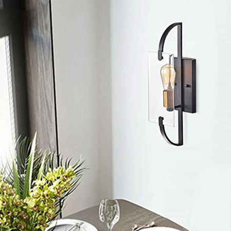 The Lighting Store Anastasia Antique Black and Metallic Gold Glass Wall Sconce