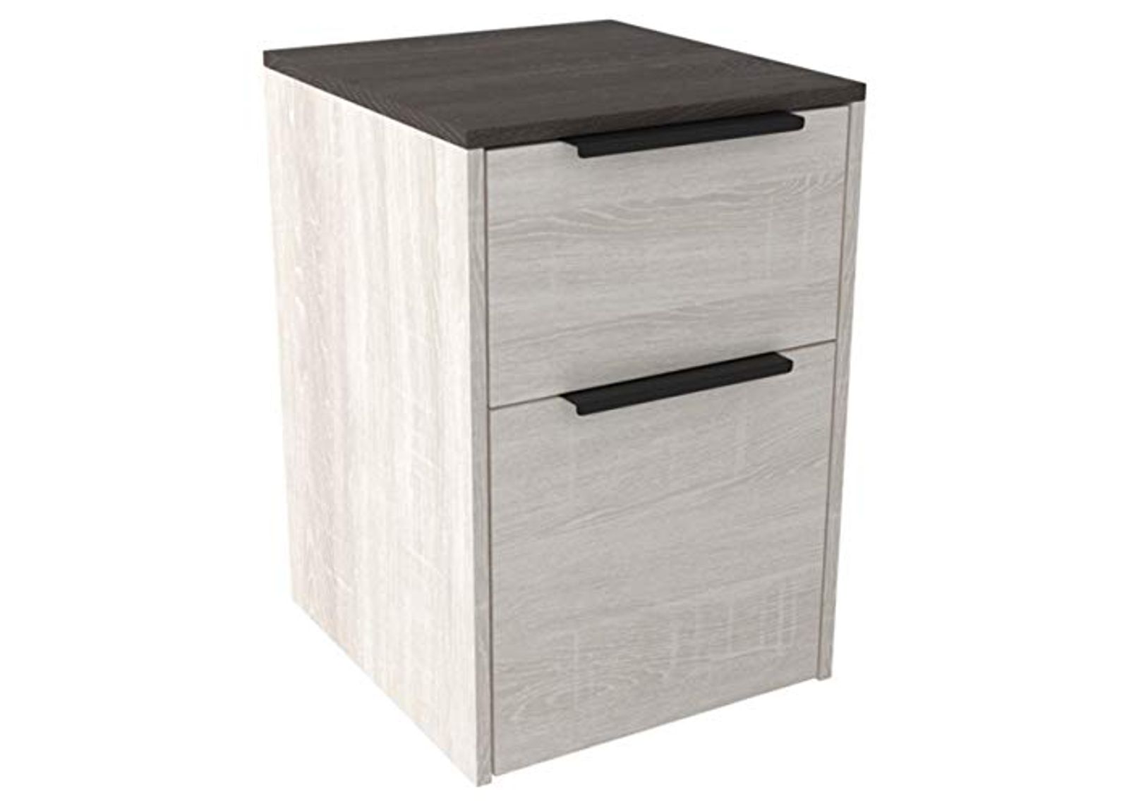 Signature Design by Ashley Dorrinson Modern Farmhouse Filing Cabinet with 2 Drawers, Whitewash & Brown