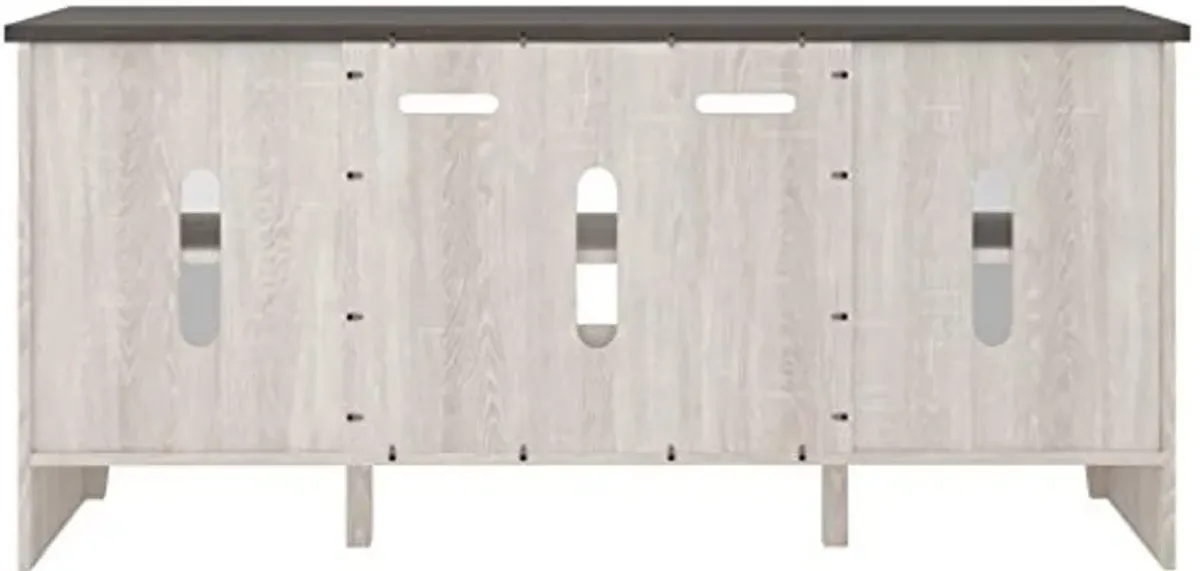 Signature Design by Ashley Dorrinson Farmhouse TV Stand with Fireplace Option, Fits TVs up to 58", Whitewash