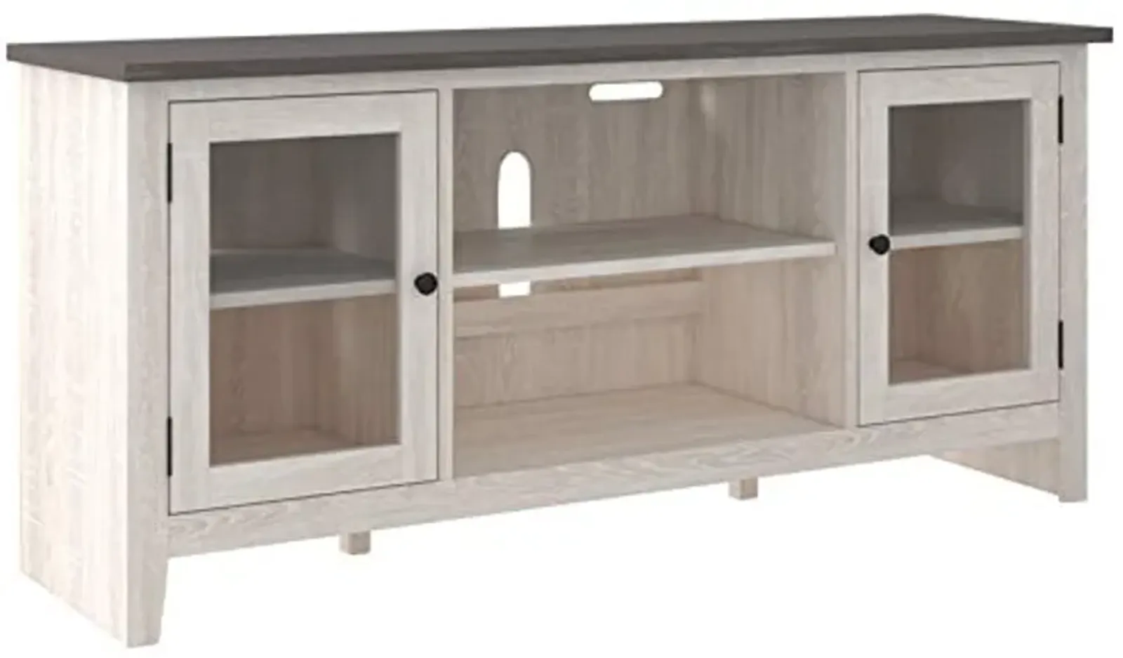 Signature Design by Ashley Dorrinson Farmhouse TV Stand with Fireplace Option, Fits TVs up to 58", Whitewash