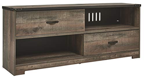 Signature Design by Ashley Trinell Rustic TV Stand Fits TVs up to 58" with 2 Drawers, Natural Brown