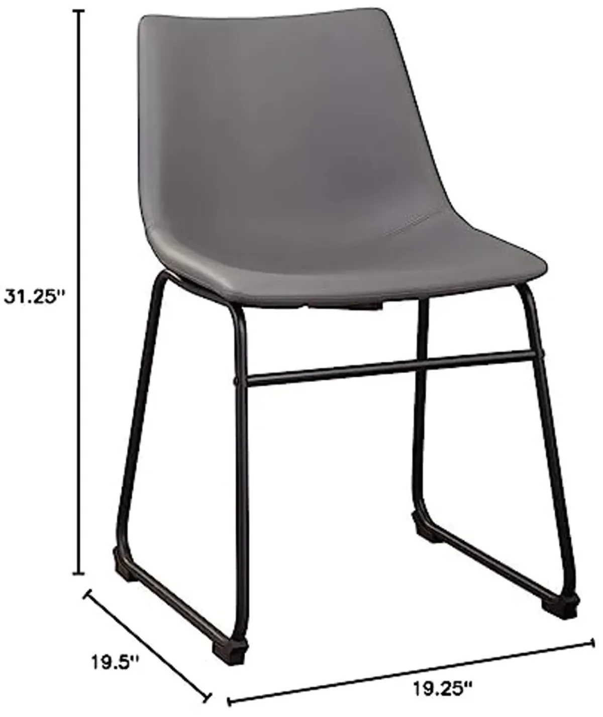 Signature Design by Ashley Centiar Urban Industrial 19" Faux Leather Bucket Dining Chair, 2 Count, Gray