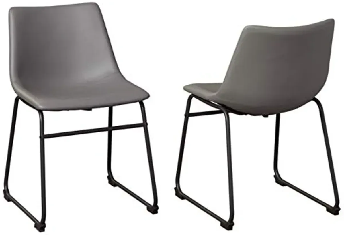 Signature Design by Ashley Centiar Urban Industrial 19" Faux Leather Bucket Dining Chair, 2 Count, Gray