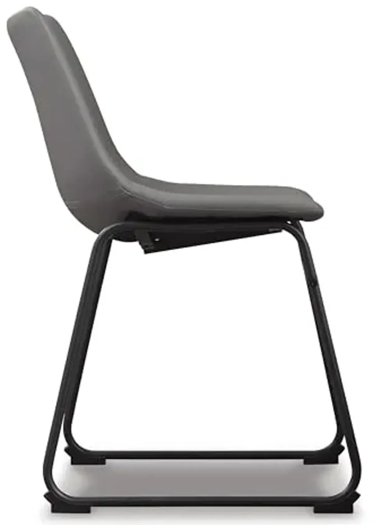 Signature Design by Ashley Centiar Casual Bucket Seat Dining Upholstered Side Chair with Black Metal Base, Set of 2, Faux Leather, 18.75" Seat Height, Gray