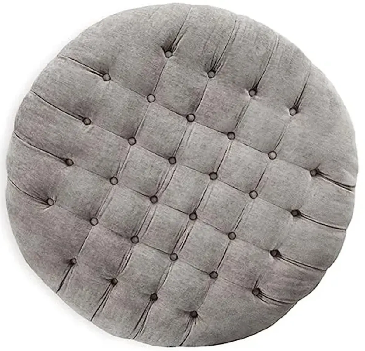 Signature Design by Ashley Carnaby Velvet Tufted Glam Round Oversized Ottoman, Silver