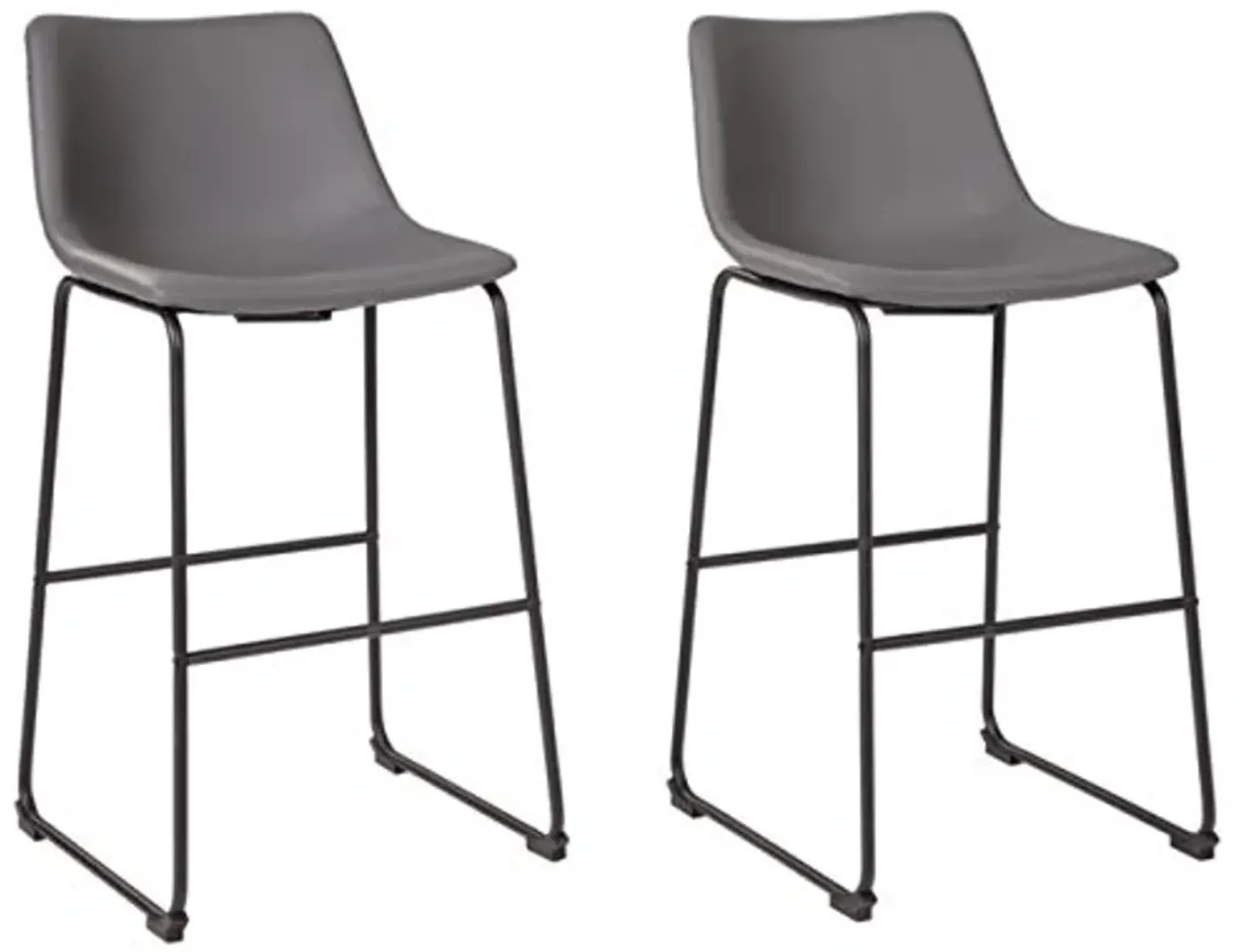 Signature Design by Ashley Centiar Modern Faux Leather 29" Pub Height Bar Stool, Set of 2, Gray