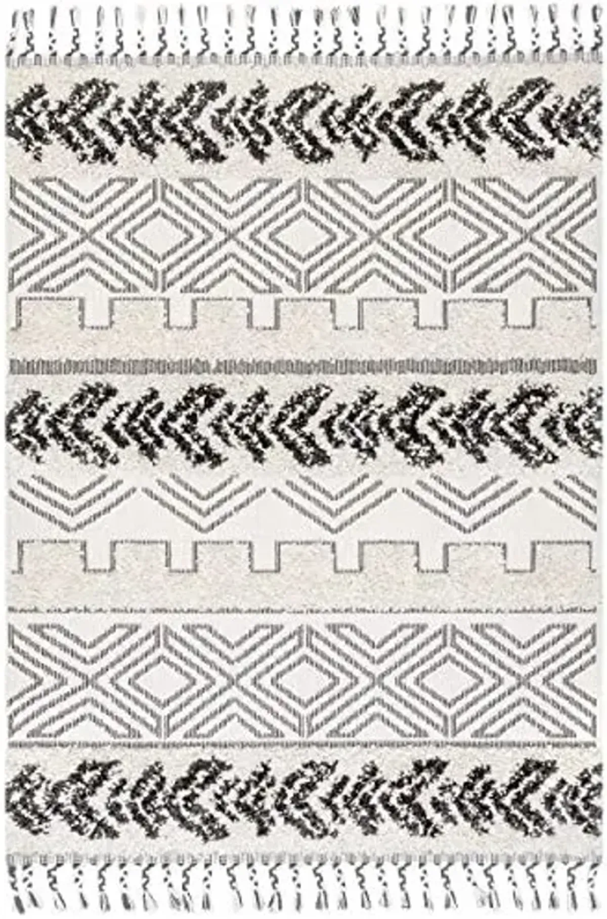 nuLOOM Zuri Shaggy Banded Tribal Accent Rug, 3x5, Light Grey