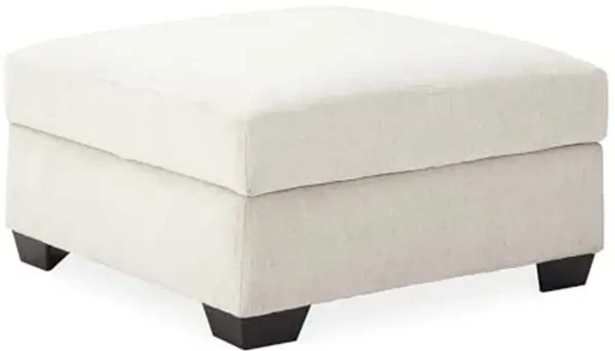 Signature Design by Ashley Cambri Reversible Table Top Square Storage Ottoman with Cup Holders, White