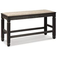 Signature Design by Ashley Tyler Creek Urban Farmhouse Counter Height Upholstered Dining Bench, Almost Black