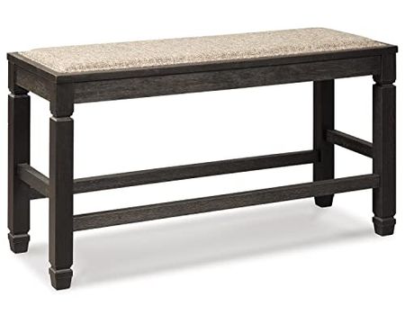 Signature Design by Ashley Tyler Creek Urban Farmhouse Counter Height Upholstered Dining Bench, Almost Black