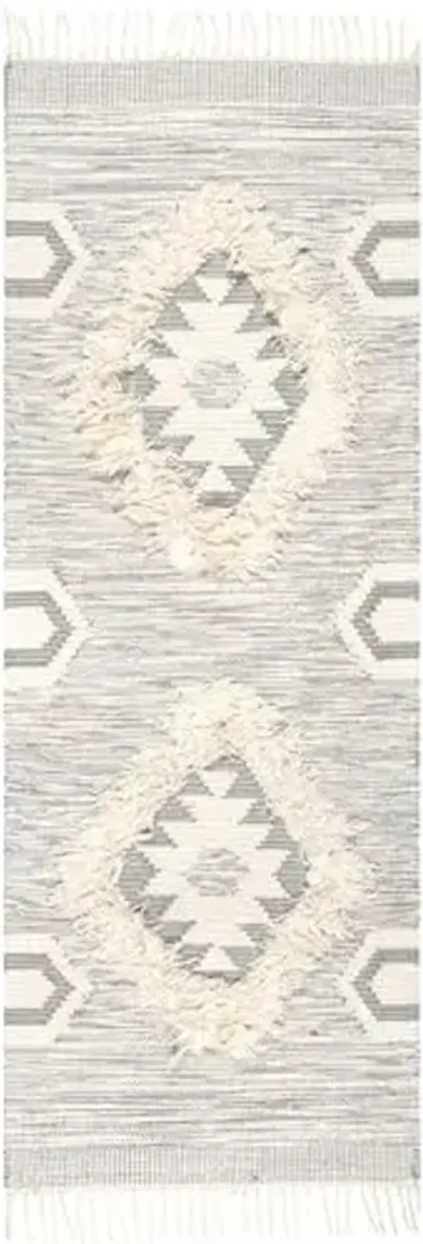 nuLOOM Savannah Moroccan Tasseled Wool Runner Rug, 2' 6" x 8', Light Grey
