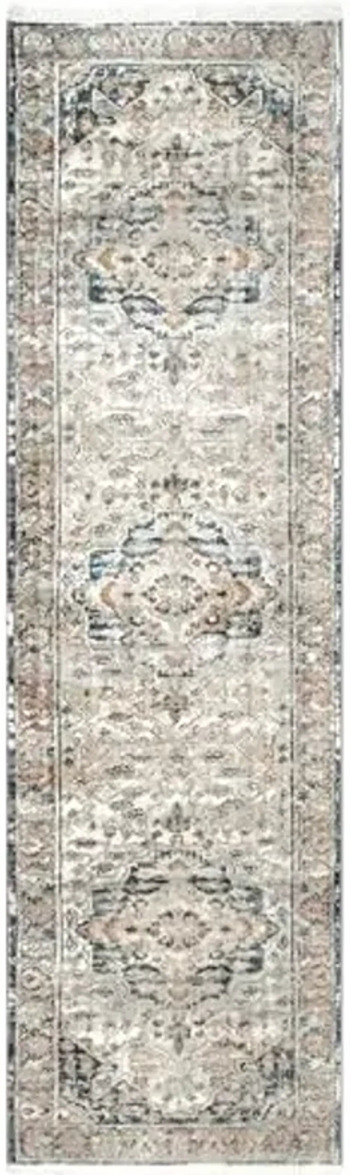 nuLOOM Josephine Winged Cartouche Runner Rug, 2' 6" x 6', Grey