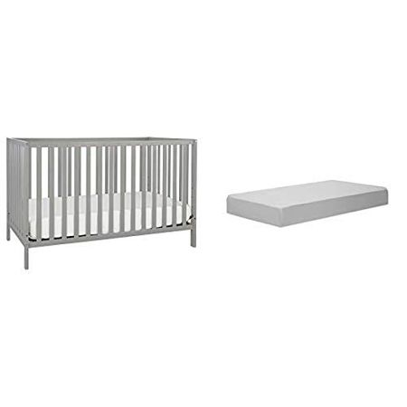 Union Convertible Crib, Gray with Complete Slumber Crib and Toddler Mattress