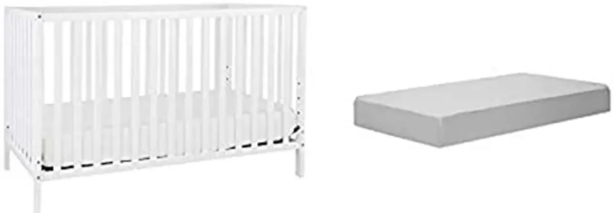 DaVinci Union Convertible Crib, White with Complete Slumber Crib and Toddler Mattress