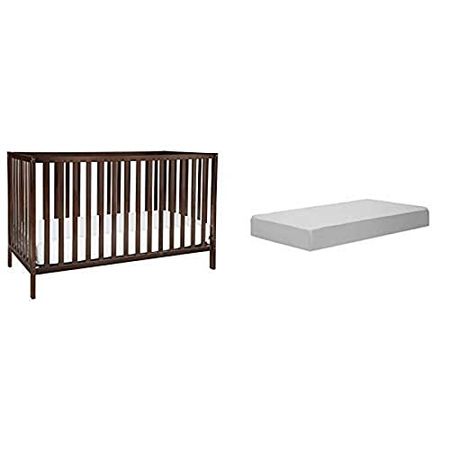 Union Convertible Crib, Espresso with Complete Slumber Crib and Toddler Mattress
