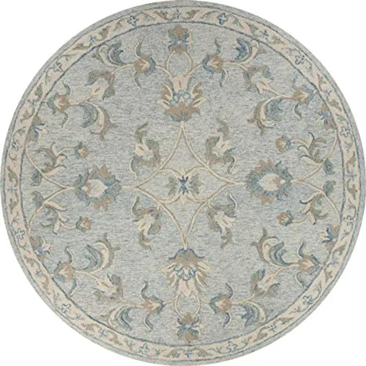 LR Home 5ft Indoor Wool Area Rug for Home Decor | Rugs for Living Room, Bedroom, playroom, entryway, Office | Hand Tufted Traditional Boho Area Rug for Room Decor | Blue/Cream
