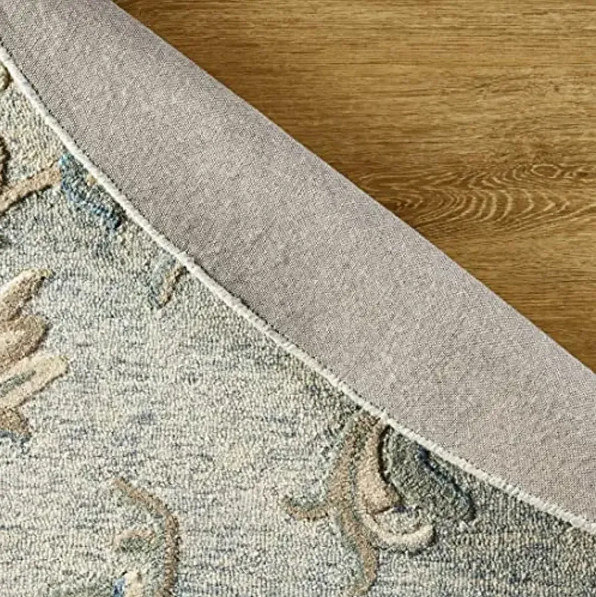 LR Home 5ft Indoor Wool Area Rug for Home Decor | Rugs for Living Room, Bedroom, playroom, entryway, Office | Hand Tufted Traditional Boho Area Rug for Room Decor | Blue/Cream