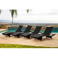 Manchester Adjustable Back Outdoor Oasis Wicker Chaise (Set of 4) - Abbyson Living (Black)