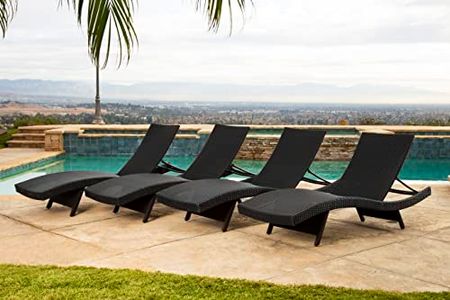 Manchester Adjustable Back Outdoor Oasis Wicker Chaise (Set of 4) - Abbyson Living (Black)