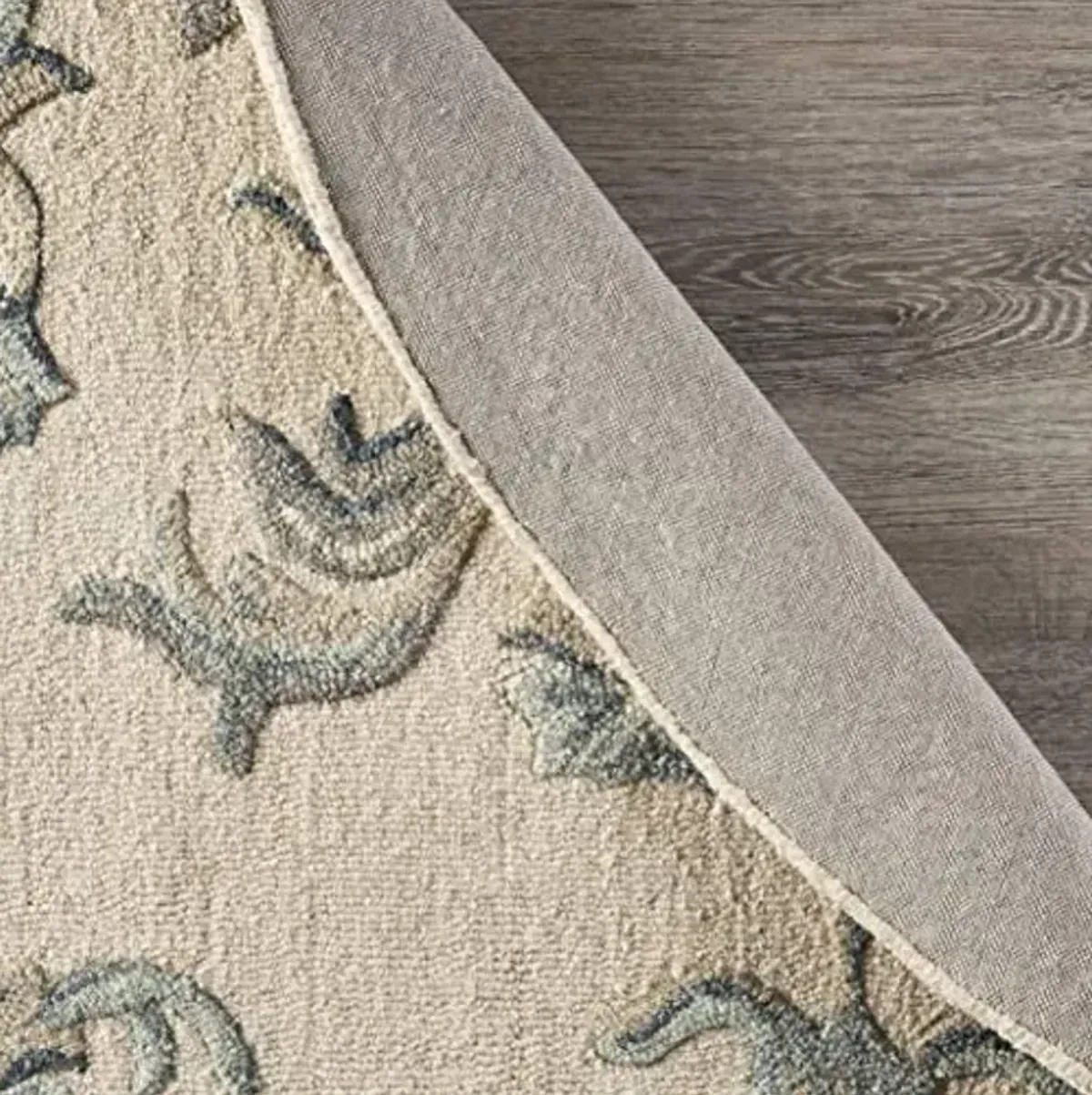 LR Home 7ft Indoor Wool Area Rug for Home Decor | Rugs for Living Room, Bedroom, playroom, entryway, Office | Hand Tufted Traditional Boho Area Rug for Room Decor | Ivory/Blue