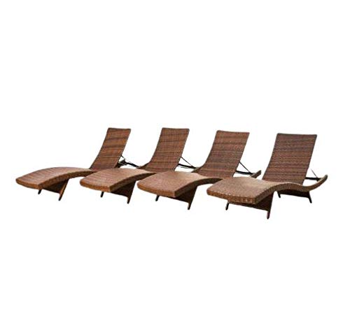 Manchester Adjustable Back Outdoor Oasis Wicker Chaise (Set of 4) - Abbyson Living (Brown)