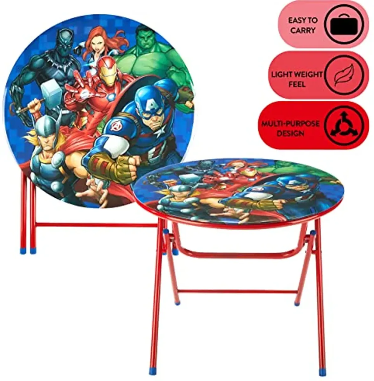 Marvel Avengers 3 Piece Foldable Round Table and Chair Set, Ages 3+