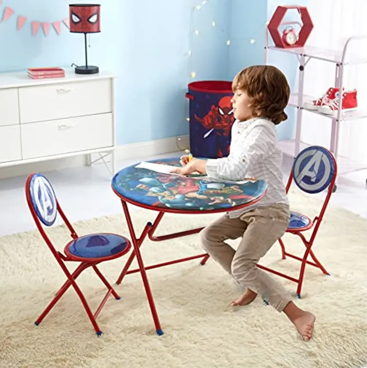 Marvel Avengers 3 Piece Foldable Round Table and Chair Set, Ages 3+