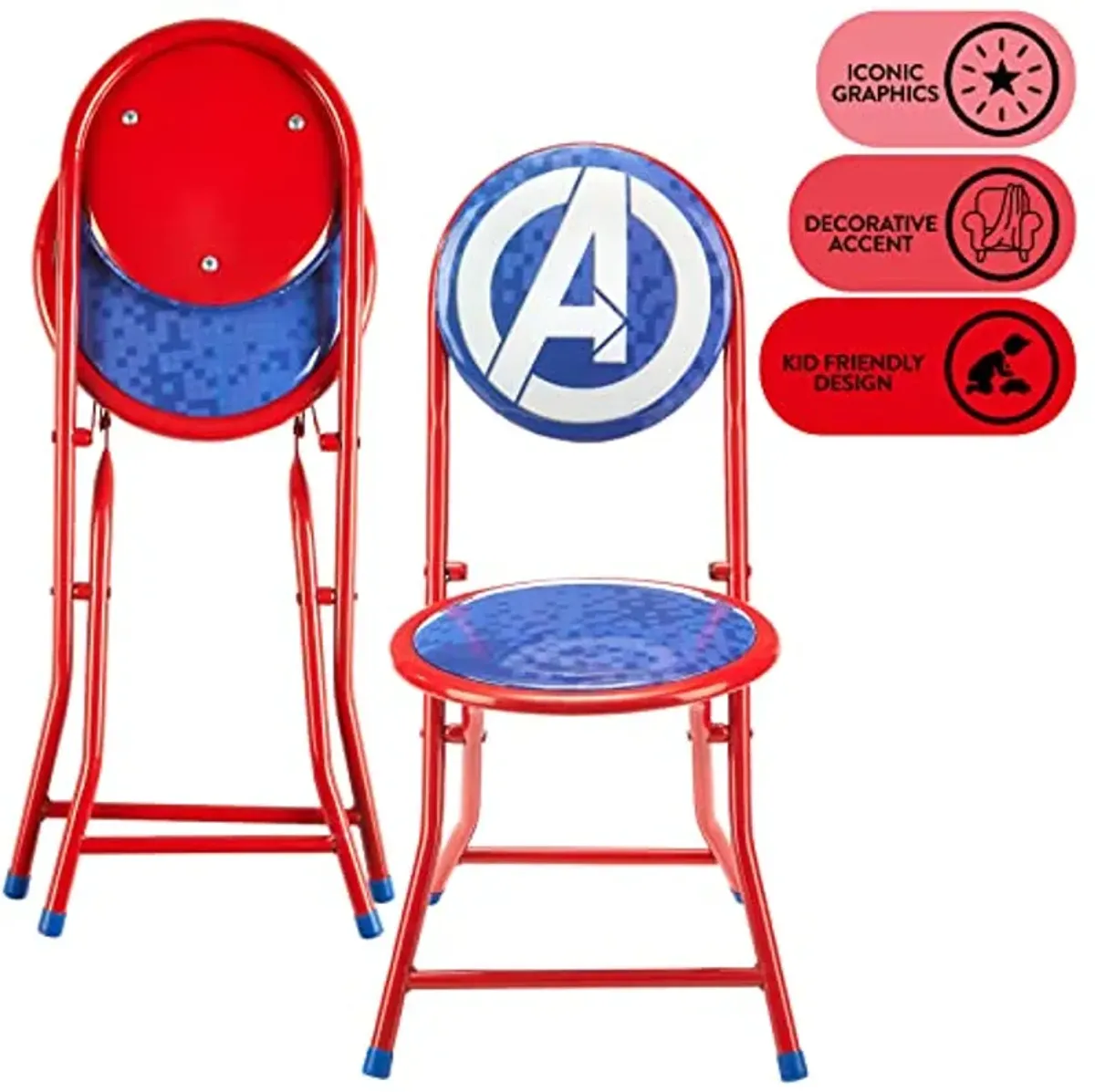 Marvel Avengers 3 Piece Foldable Round Table and Chair Set, Ages 3+