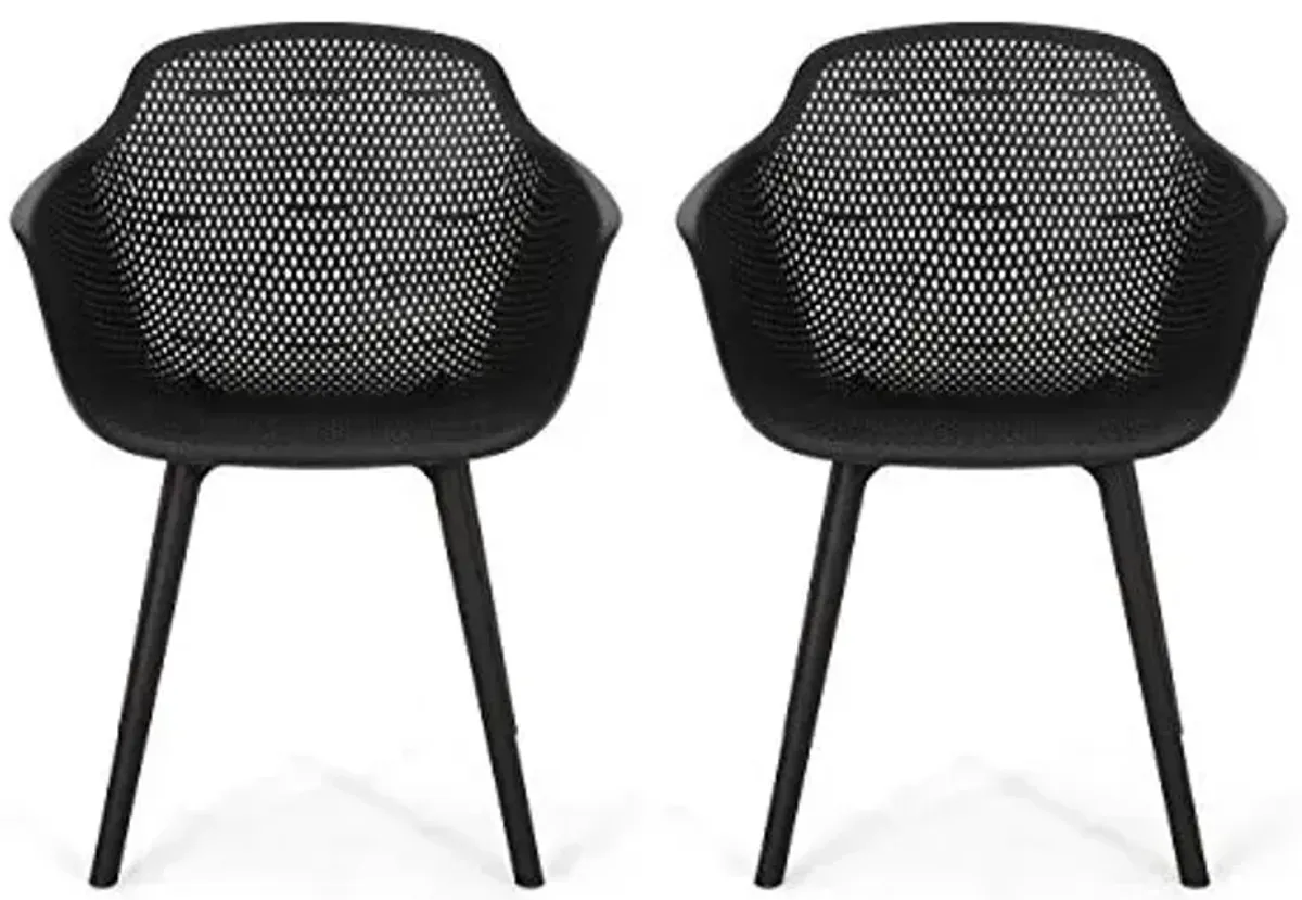 Christopher Knight Home Davina Outdoor Dining Chair (Set of 2), Polypropylene, Black