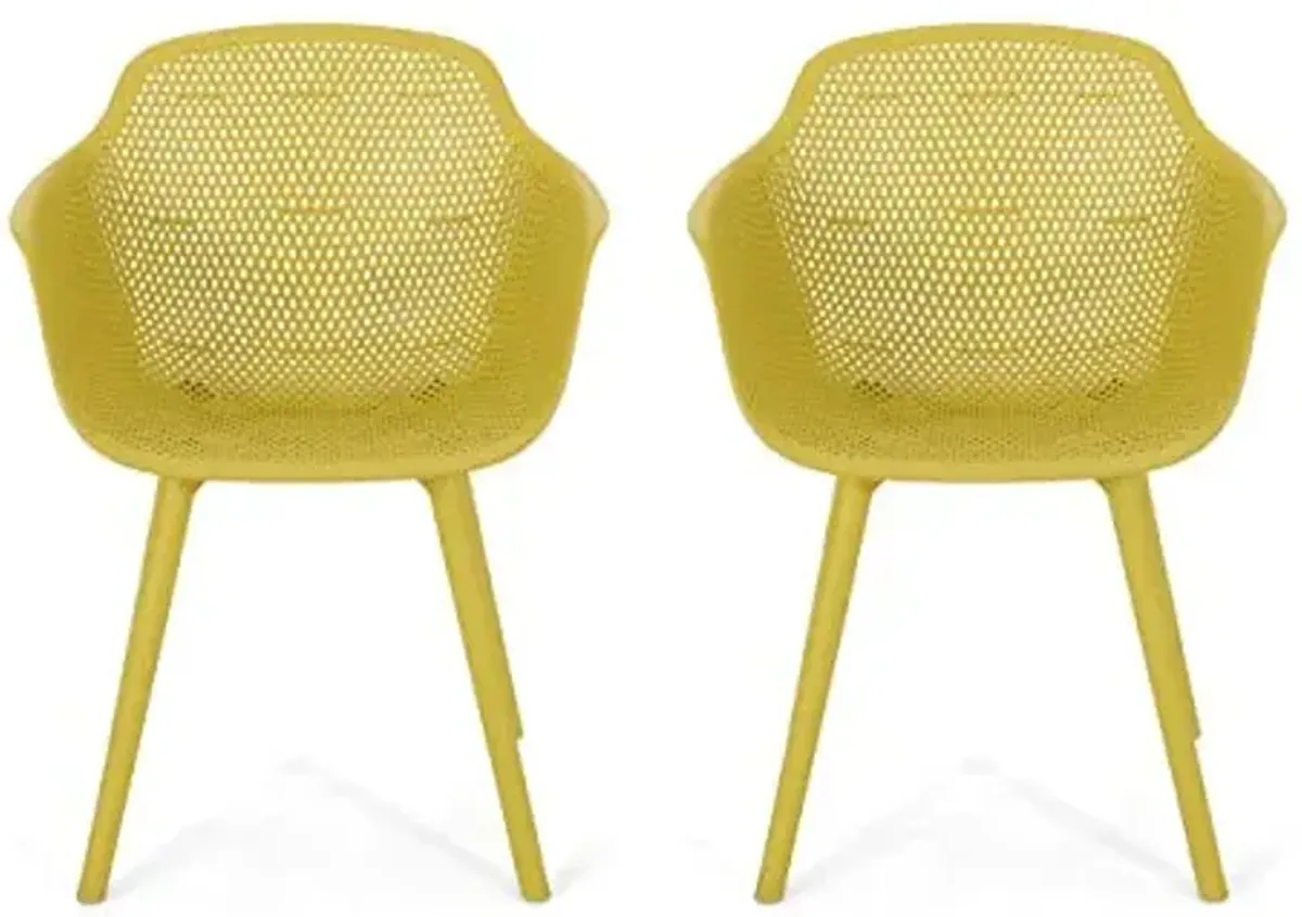 Christopher Knight Home Davina Outdoor Dining Chair (Set of 2), Yellow