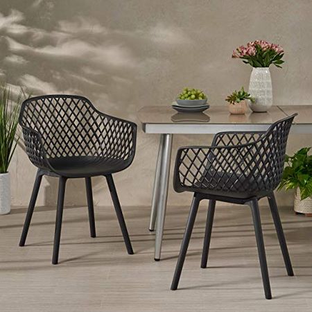 Christopher Knight Home Delia Outdoor Dining Chair (Set of 2), Black