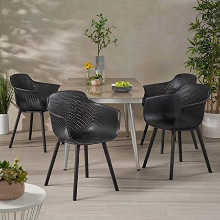 Christopher Knight Home Davina Outdoor Dining Chair (Set of 4), Black