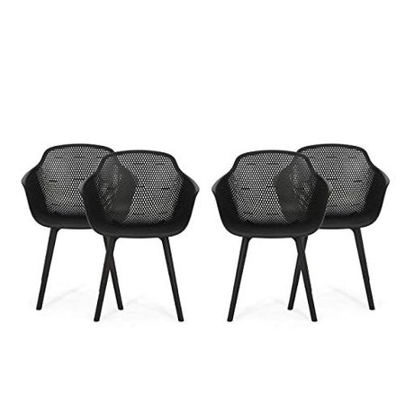 Christopher Knight Home Davina Outdoor Dining Chair (Set of 4), Black