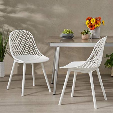 Christopher Knight Home Delora Outdoor Dining Chair (Set of 2), White