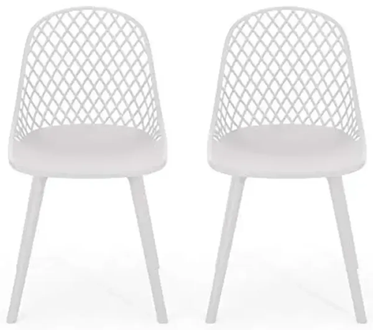 Delora Outdoor Modern Dining Chair (Set of 2), White