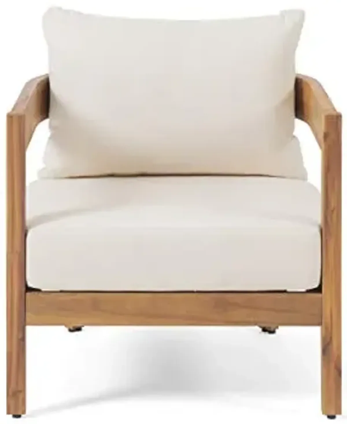 Christopher Knight Home 312395 Alfy Outdoor Club Chair with Cushions (Set of 2), Teak Finish, Beige