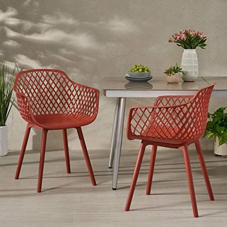 Christopher Knight Home Delia Outdoor Dining Chair (Set of 2), Red
