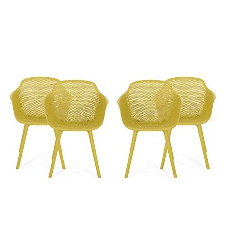 Christopher Knight Home Davina Outdoor Dining Chair (Set of 4), Yellow