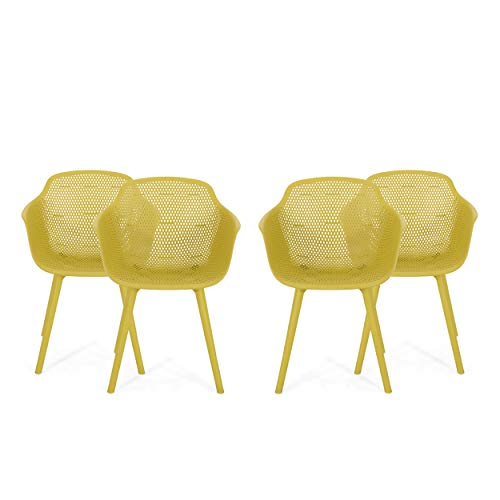 Christopher Knight Home Davina Outdoor Dining Chair (Set of 4), Yellow