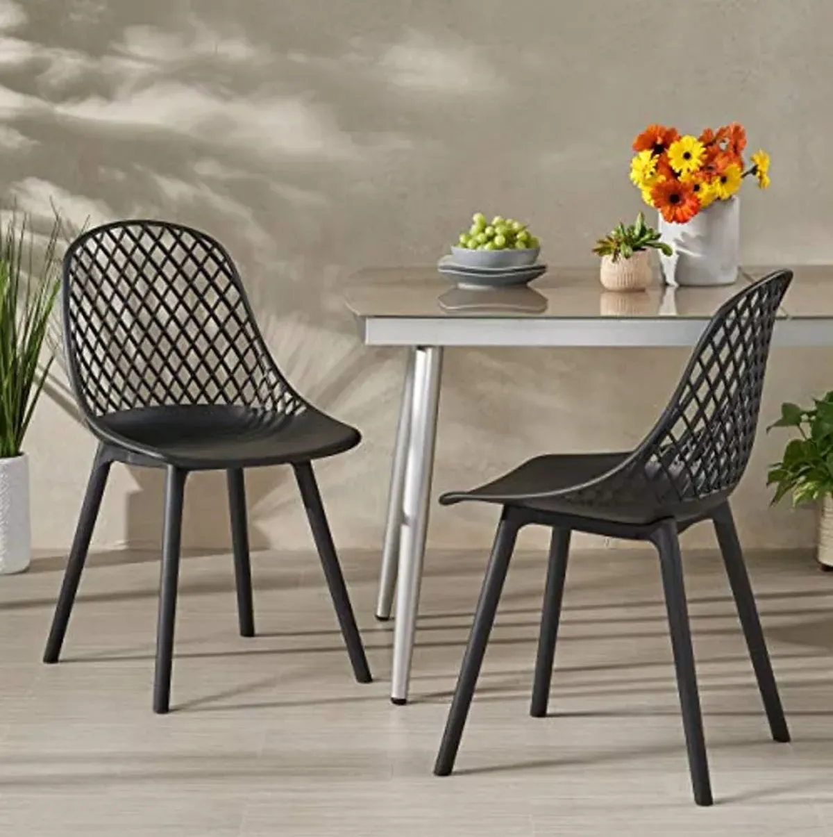 Christopher Knight Home Delora Outdoor Dining Chair (Set of 2), Black